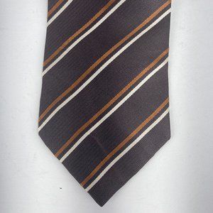 Hermoso Brown Striped 100% Silk Neck Tie